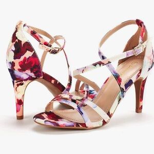 DREAM PAIRS Women's Fashion Stilettos Open Toe Pump Heel Sandals in Floral